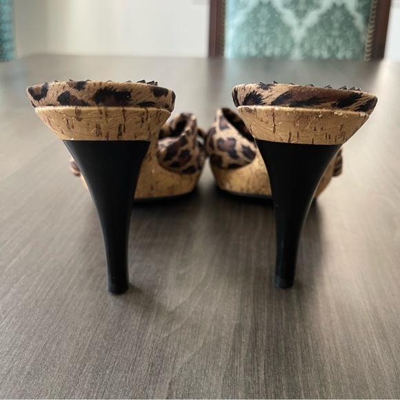 Fioni Leopard animal print Knot Slide  Heels Shoes Size 7.5 - Picture 3 of 12